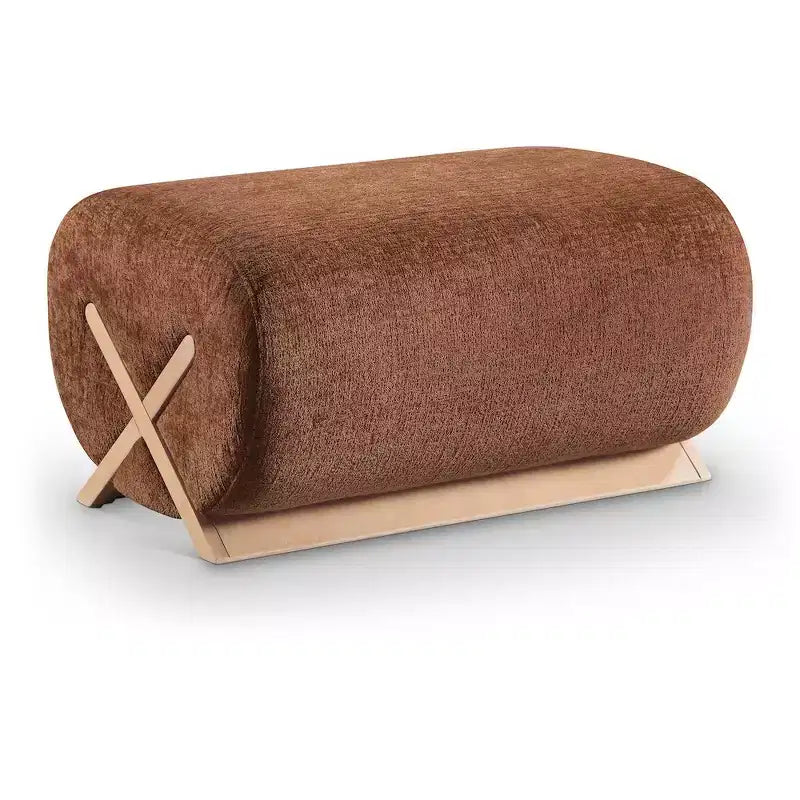 Ottoman en tissu Art déco noir/cognac – 1 personne