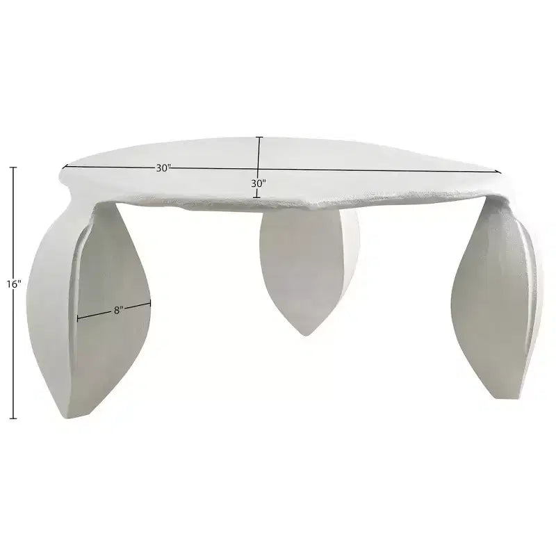 Table basse en aluminium Noir / Crème / Taupe – Art Déco, 3 pieds, 1 pièce