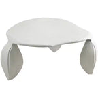 Table basse en aluminium Noir / Crème / Taupe – Art Déco, 3 pieds, 1 pièce