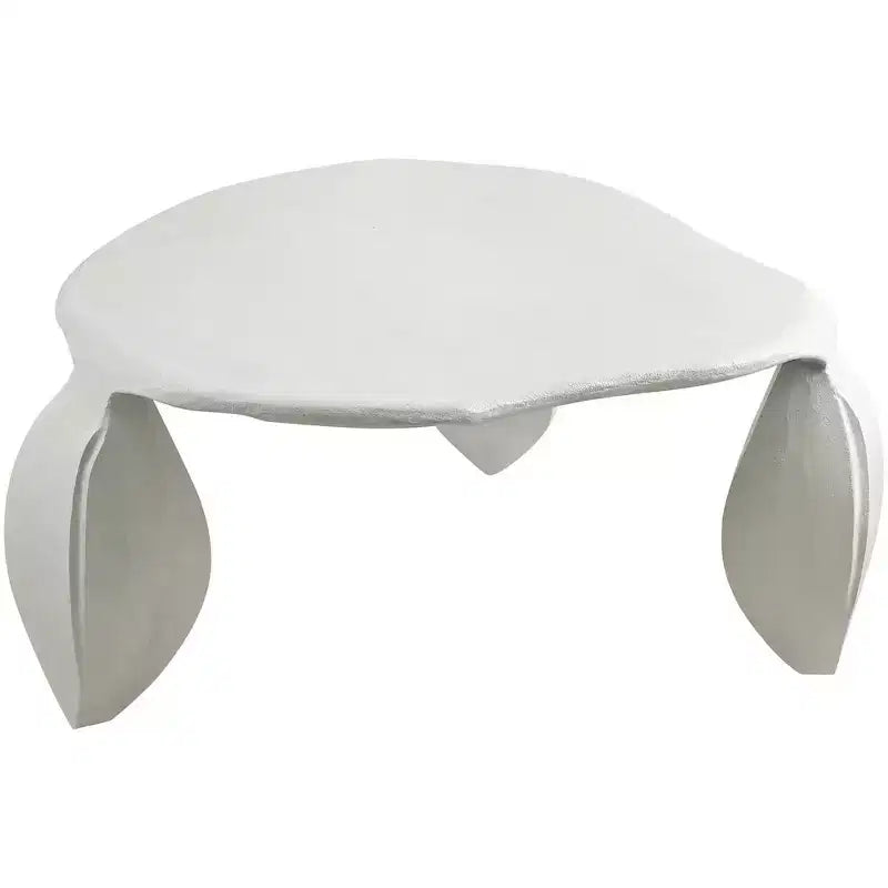 Table basse en aluminium Noir / Crème / Taupe – Art Déco, 3 pieds, 1 pièce