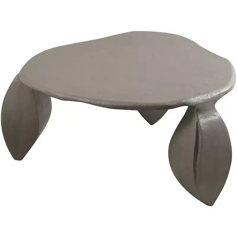 Table basse en aluminium Noir / Crème / Taupe – Art Déco, 3 pieds, 1 pièce