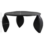 Table basse en aluminium Noir / Crème / Taupe – Art Déco, 3 pieds, 1 pièce