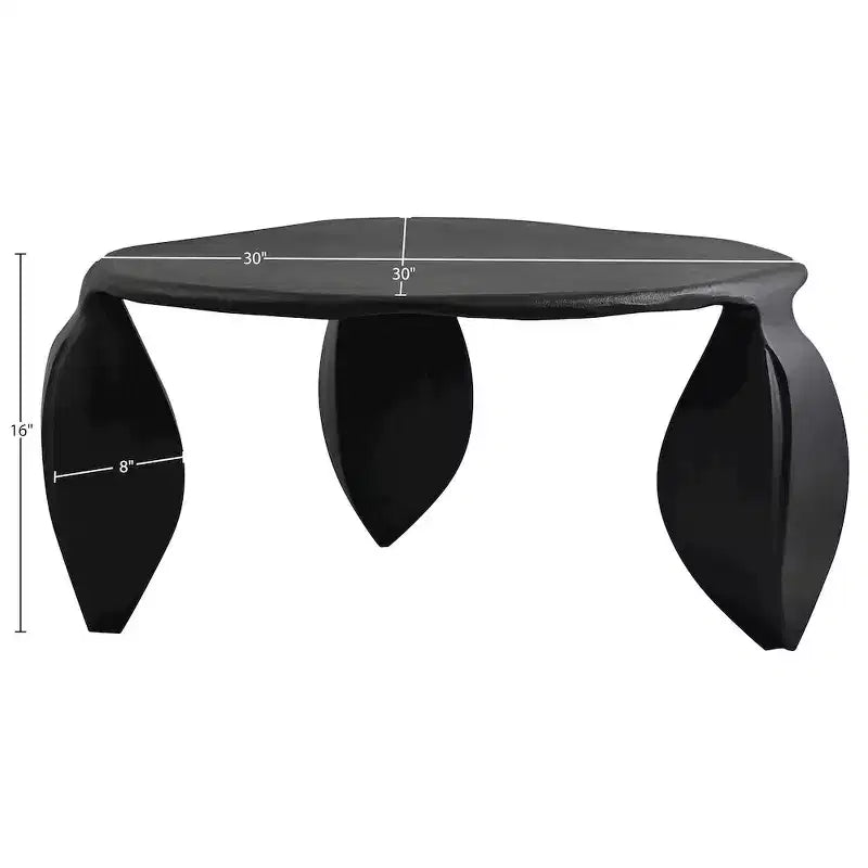 Table basse en aluminium Noir / Crème / Taupe – Art Déco, 3 pieds, 1 pièce
