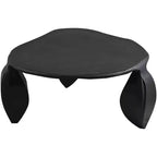 Table basse en aluminium Noir / Crème / Taupe – Art Déco, 3 pieds, 1 pièce