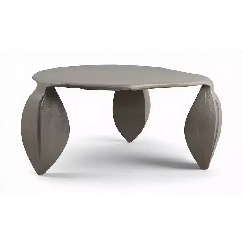 Table basse en aluminium Noir / Crème / Taupe – Art Déco, 3 pieds, 1 pièce