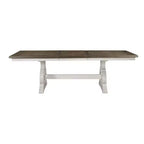 Table à manger extensible rectangulaire Off-White et chêne français, 8 places