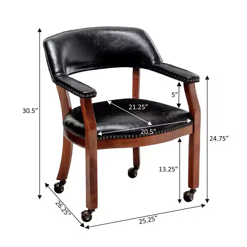 Fauteuil en similicuir noir avec roulettes – 1 place