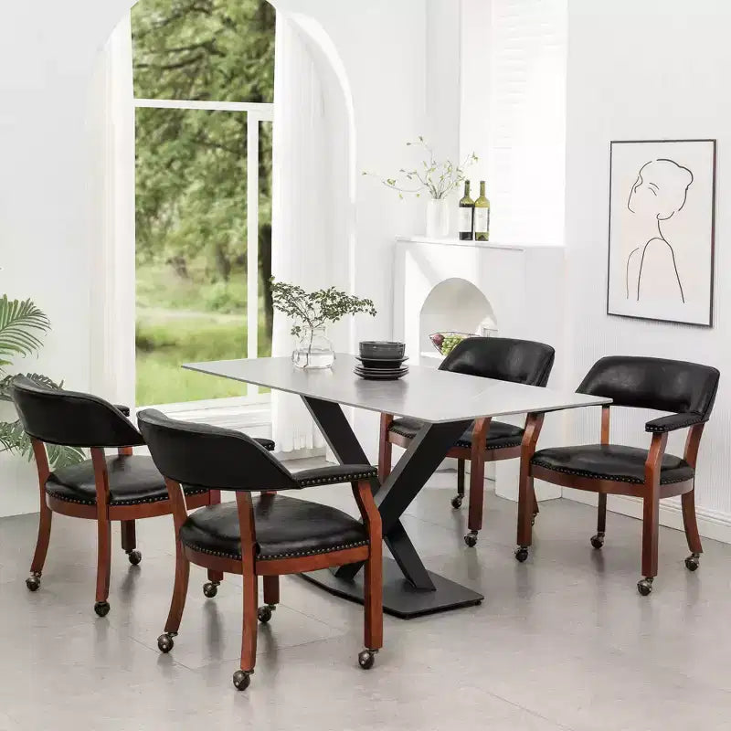Fauteuil en similicuir noir avec roulettes – 1 place