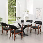 Fauteuil en similicuir noir avec roulettes – 1 place