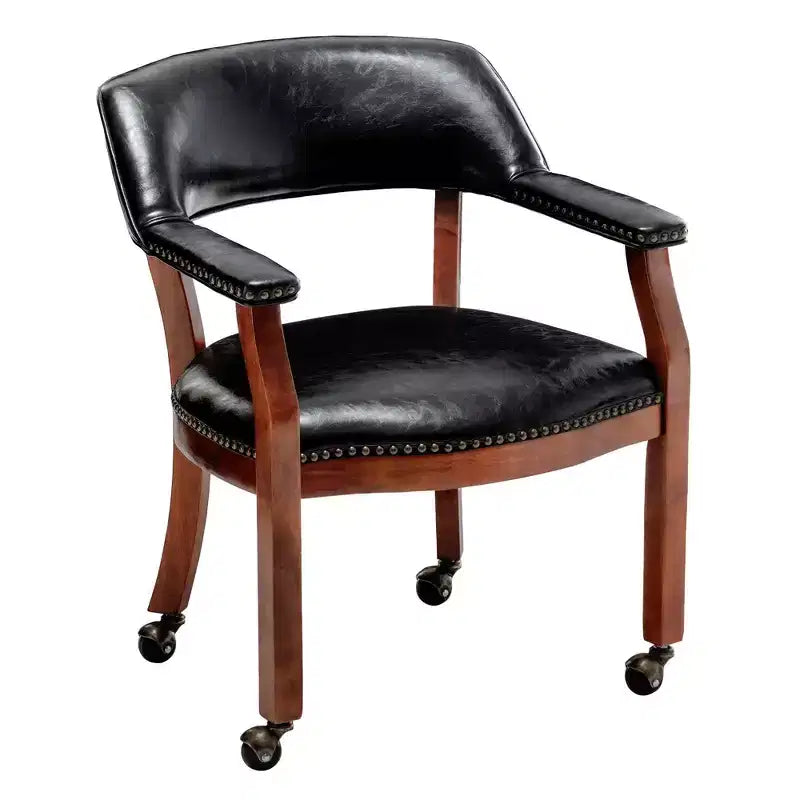 Fauteuil en similicuir noir avec roulettes – 1 place