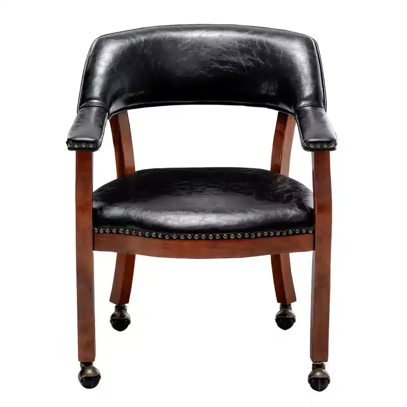 Fauteuil en similicuir noir avec roulettes – 1 place