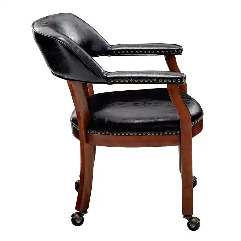 Fauteuil en similicuir noir avec roulettes – 1 place