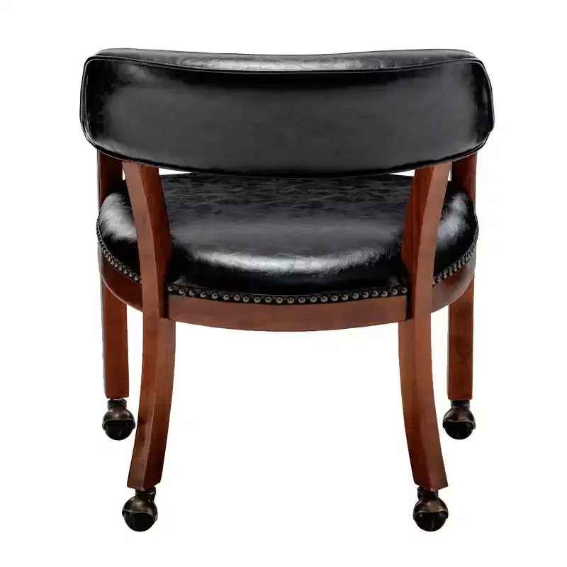 Fauteuil en similicuir noir avec roulettes – 1 place