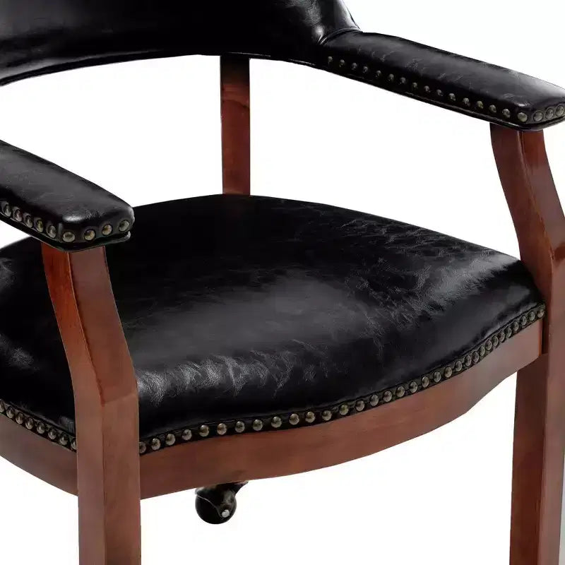 Fauteuil en similicuir noir avec roulettes – 1 place