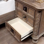Table de chevet brune à 3 tiroirs avec panneaux miroirs, 1 personne