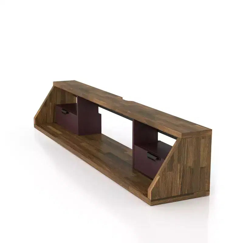 Meuble TV flottant en hickory clair pour téléviseurs jusqu'à 70" – Fini naturel, fixation murale, assemblage par 1 personne