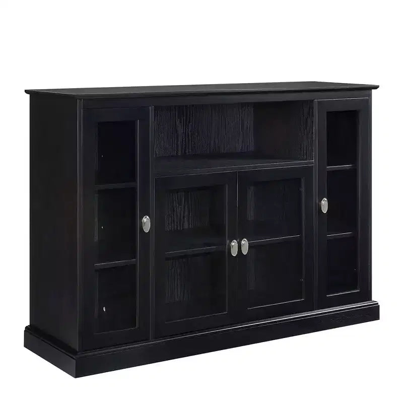 Breighton Home 60" Summit Highboy TV Stand with Storage Cabinets and Shelves Black