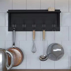 Porte-manteau mural en pin avec 5 crochets et étagère supérieure – 7 couleurs, 1 personne