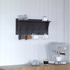 Porte-manteau mural en pin avec 5 crochets et étagère supérieure – 7 couleurs, 1 personne