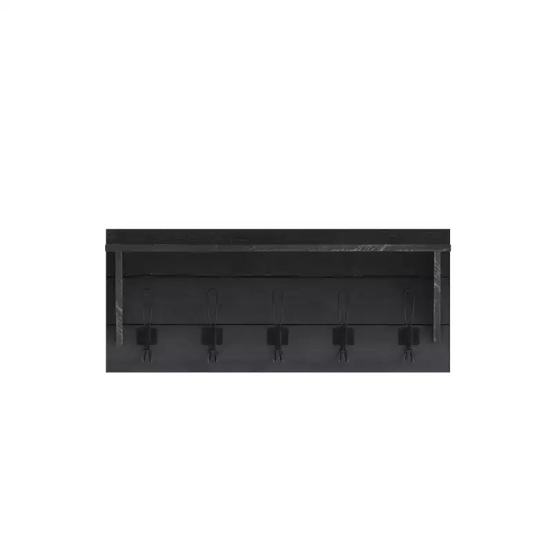 Porte-manteau mural en pin avec 5 crochets et étagère supérieure – 7 couleurs, 1 personne
