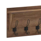 Porte-manteau mural en pin avec 5 crochets et étagère supérieure – 7 couleurs, 1 personne