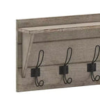 Porte-manteau mural en pin avec 5 crochets et étagère supérieure – 7 couleurs, 1 personne