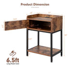Tables de chevet industrielles marron et noires avec station de charge, lot de 2