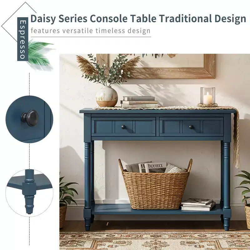 Console 2 tiroirs et étagère inférieure | Plusieurs couleurs | 1 pièce