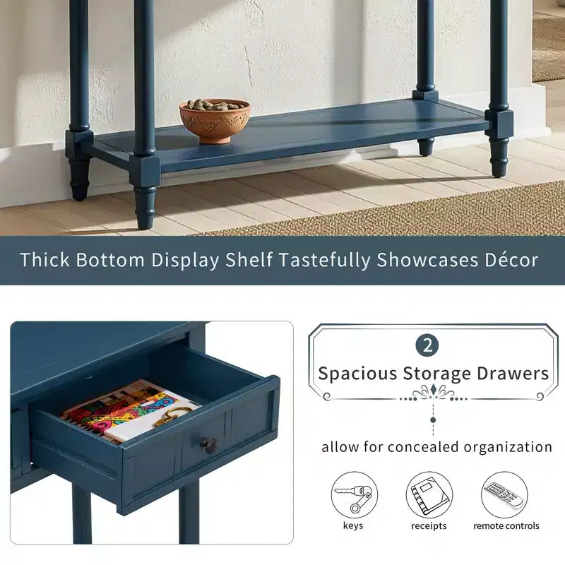Console 2 tiroirs et étagère inférieure | Plusieurs couleurs | 1 pièce