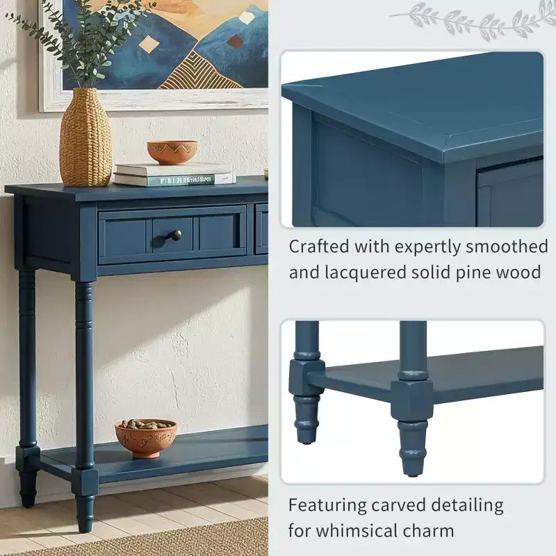 Console 2 tiroirs et étagère inférieure | Plusieurs couleurs | 1 pièce