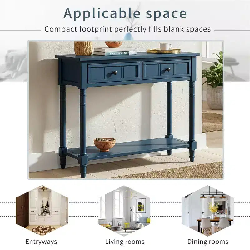 Console 2 tiroirs et étagère inférieure | Plusieurs couleurs | 1 pièce