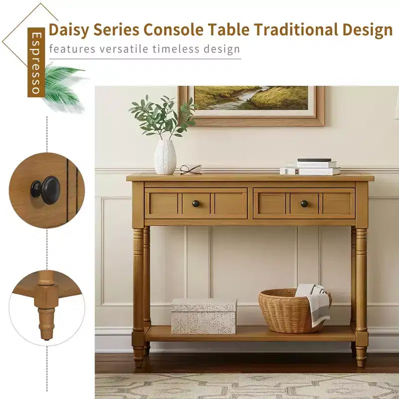 Console 2 tiroirs et étagère inférieure | Plusieurs couleurs | 1 pièce