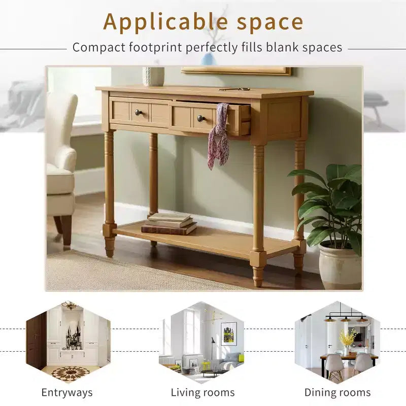 Console 2 tiroirs et étagère inférieure | Plusieurs couleurs | 1 pièce