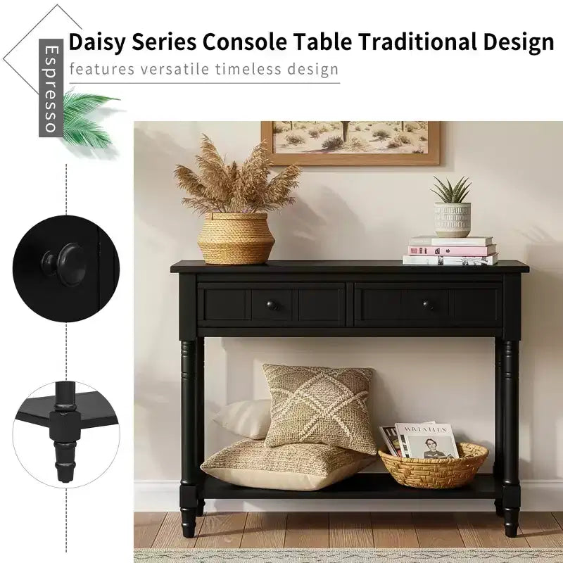 Console 2 tiroirs et étagère inférieure | Plusieurs couleurs | 1 pièce