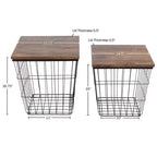 Tables gigognes carrées noires et marron, lot de 2