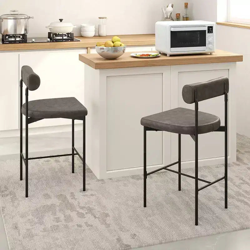 Tabourets de bar/comptoir rembourrés marron/gris, lot de 4