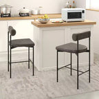 Tabourets de bar/comptoir rembourrés marron/gris, lot de 4