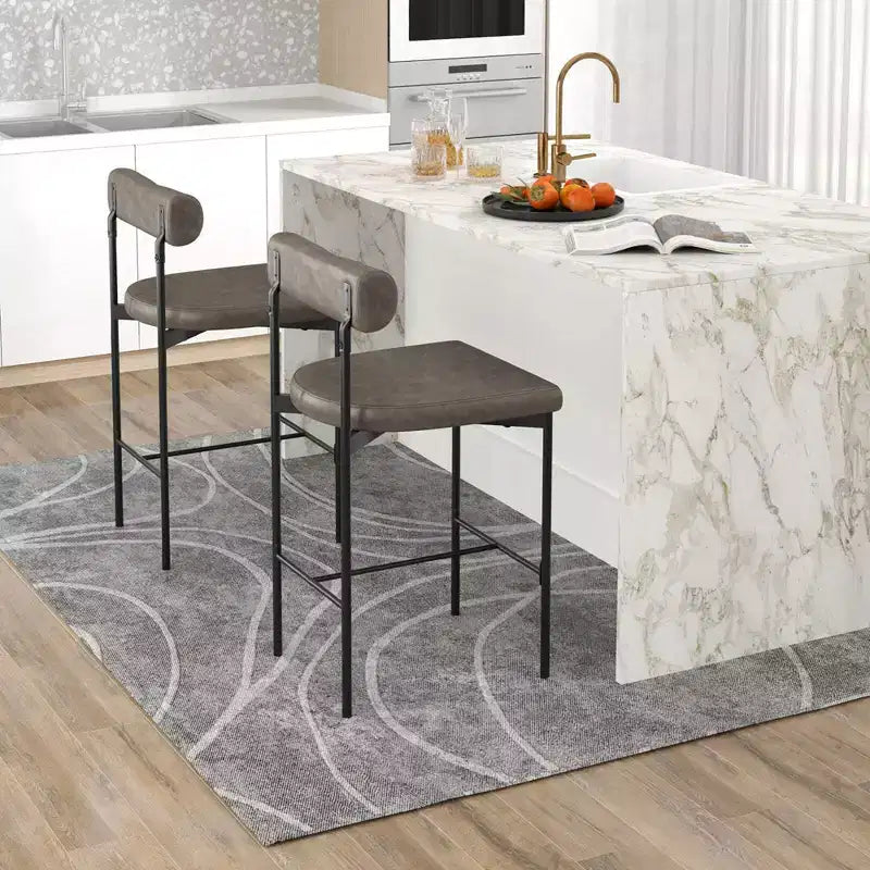 Tabourets de bar/comptoir rembourrés marron/gris, lot de 4