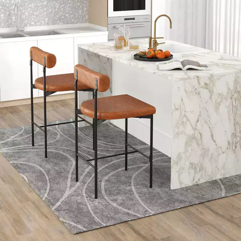 Tabourets de bar/comptoir rembourrés marron/gris, lot de 4