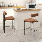 Tabourets de bar/comptoir rembourrés marron/gris, lot de 4