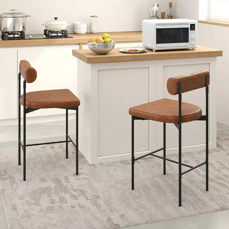 Tabourets de bar/comptoir rembourrés marron/gris, lot de 4