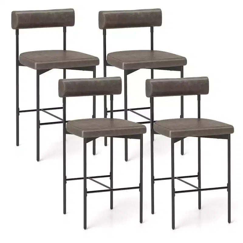 Tabourets de bar/comptoir rembourrés marron/gris, lot de 4