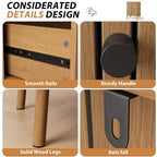 Commode haute 4 tiroirs cannelés naturels – Style bohème, pour 1 personne