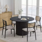 Table de salle à manger ronde noire à pied central pour 4 personnes
