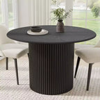 Table de salle à manger ronde noire à pied central pour 4 personnes