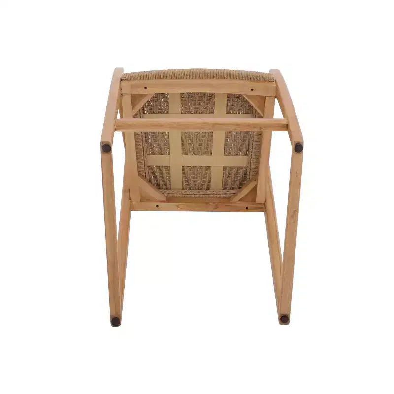 Tabouret de bar en teck naturel, rembourré beige, hauteur fixe de 76 cm, 1 place