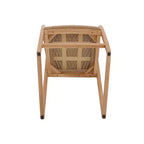 Tabouret de bar en teck naturel, rembourré beige, hauteur fixe de 76 cm, 1 place