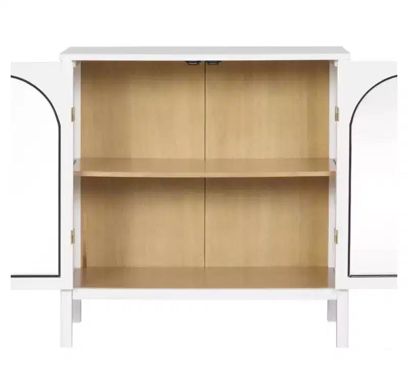 Ensemble de 3 meubles consoles avec portes – Noir / Marron / Blanc