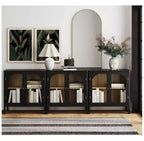 Ensemble de 3 meubles consoles avec portes – Noir / Marron / Blanc