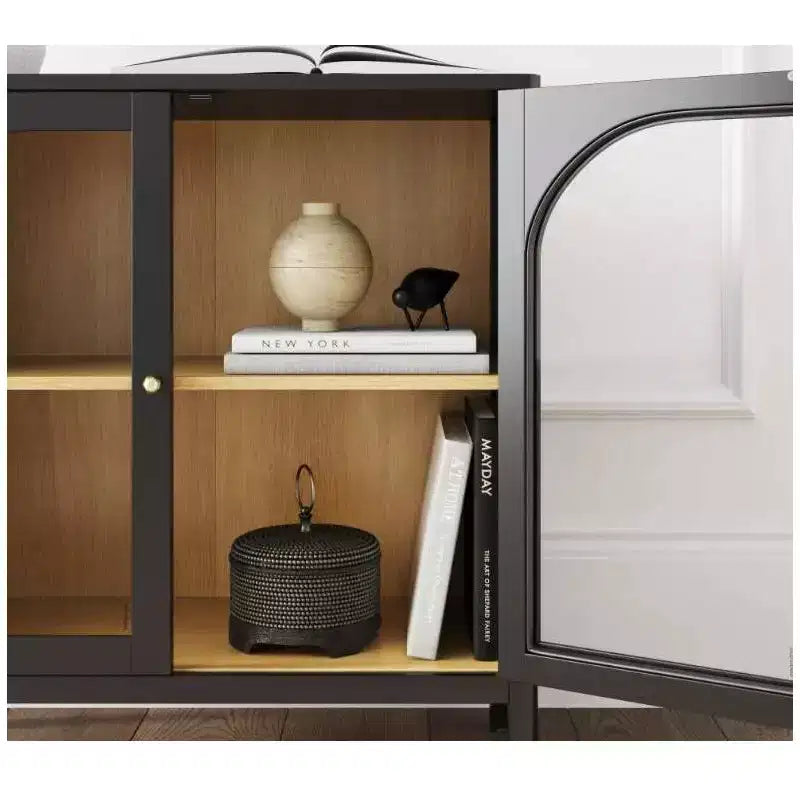 Ensemble de 3 meubles consoles avec portes – Noir / Marron / Blanc